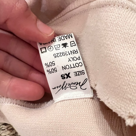 MADEWORN pullover sweatshirt crew neck light pink with vintage patches size XS - Picture 2 of 3